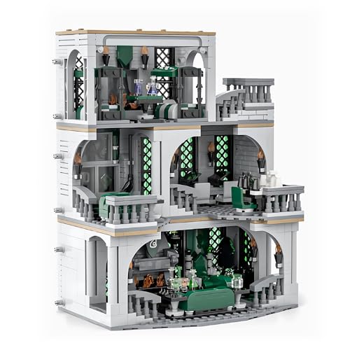 Slytheri Common Room and Dorm Building Set Compatible with Lego; 1388 Pieces Castle Magic House Buildable Toy, Collectible HP Gift Ideas for Boys, Girls and Kids Ages 10-16,and Movie Fans