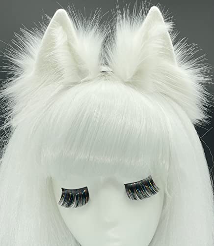 Agymo Handmade Cat Ears Cosplays,Animal headbands, Fox Wolf Animal ears, Costume Headwear Halloween costume - Big ears - Pure White