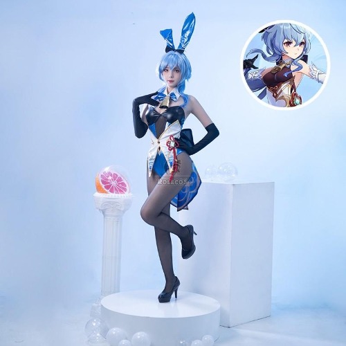 Rolecos Genshin Impact: Ganyu Bunny Girl Cosplay