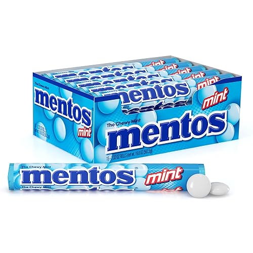 Mentos The Chewy Mint Candy - Mint Flavor 1.32oz Rolls - 15 Rolls - Mint - 14 Count (Pack of 15)