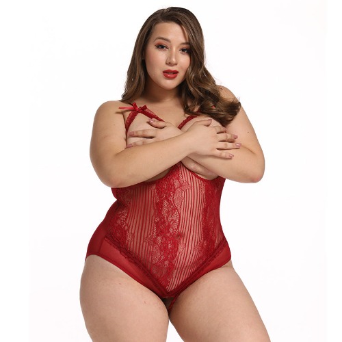 Plus Size Seduction Jumpsuit Pajamas seductive Lingerie - 4XL / Red