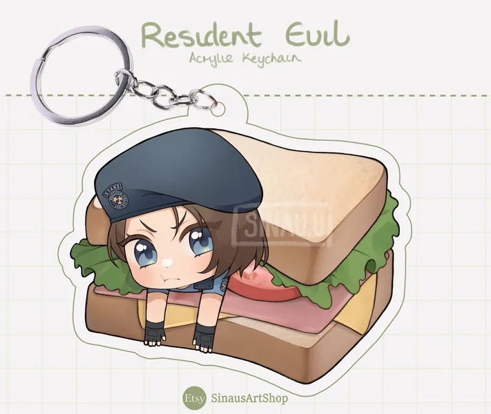 PRE-ORDER 2.5" Acrylic Keychain - Resident Evil Jill Valentine Sandwich