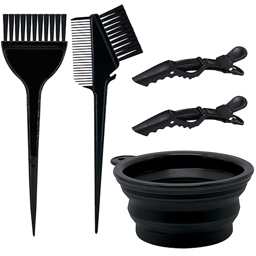 Yexixsr 5Pcs Professional Salon Hair Coloring Dyeing Kit, Hair Bleach Dit Hair Coloring Products with Hair Dye Brush, Hair Color Bowl, Hair Clips
