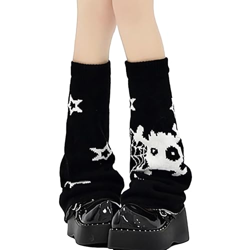 American Trends Leg Warmers Y2k Kawaii Black White Cute Leg Warmers Y2k Goth accessories for Women Girls 80s Party Sports - One Size - Skull Star