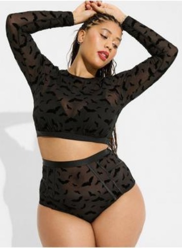 Flocked Mesh High Waist Brief Panty