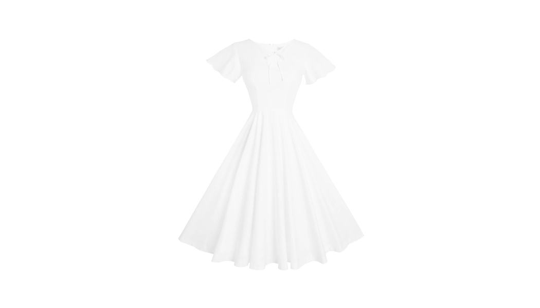 RTS - Size S - Nancy Dress in White Cotton