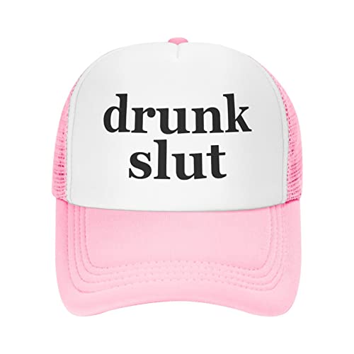 Drunk Slut Hat Unisex Adult Trucker Hats Adjustable Cap for Adults Classic Fishing Caps - One Size - Pink