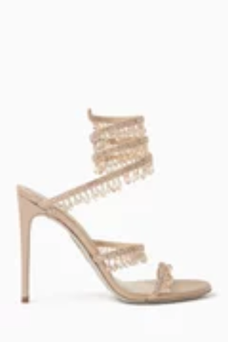 Buy René Caovilla Neutral Chandelier 105 Sandals in Satin Online for Women | Ounass UAE