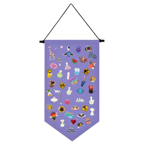 Kunyeah Wall Hanging Brooch Organizer Storage Case Colorful Canvas Pin Board Stand Enamel Pin Badge Hanging Holder Display Banner Earrings Collection Holder - Pins No Included (Purple) - Purple