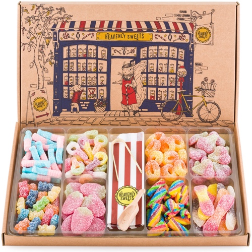 Fizzy Sweets Gift Box – Retro Sweet Shop in a Box - Sour Sweets Gift Box - Pick and Mix Sweets Hamper for Birthday, Christmas - Heavenly Sweets