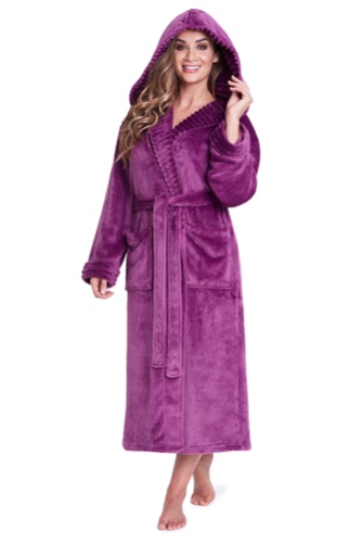 CityComfort Ladies Dressing Gown Fluffy Super Soft Hooded Bathrobe for Women Plush Fleece Perfect Loungewear Long Robe