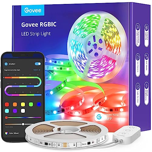 Govee LED Strip Lights RGBIC, 16.4ft Bluetooth Color Changing LED Lights with Segmented App Control, Smart LED Strip Color Picking, Music Sync LED Lights for Bedroom, Living Room, Party, Christmas - 16.4ft