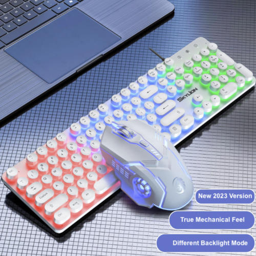 Dragon  BX9 LED Backlight Gaming USB Wired Keyboard Mouse Set - White