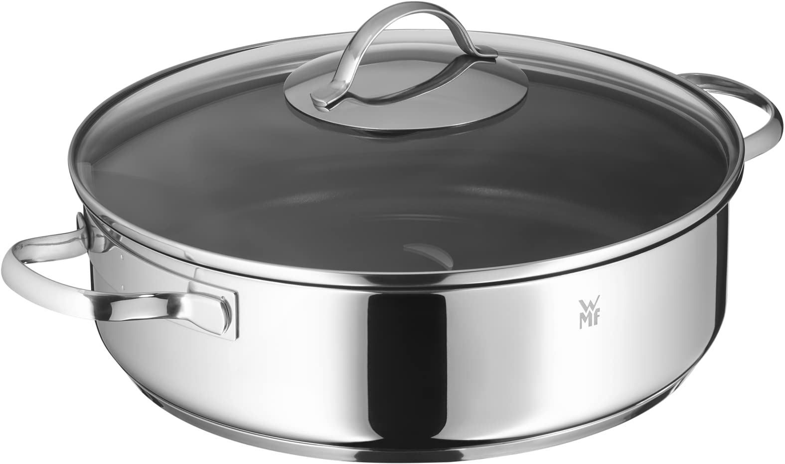 WMF Schmorpfanne 28cm Induktion, Schmortopf mit Deckel 5l, Cromargan Edelstahl beschichtet, backofenfest, hoher Rand