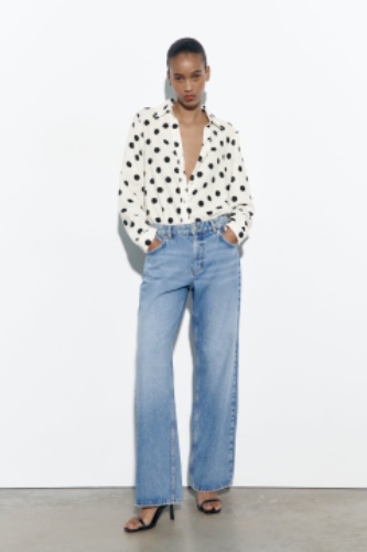 OVERSIZE-HEMD AUS LEINENMISCHGEWEBE MIT TUPFEN