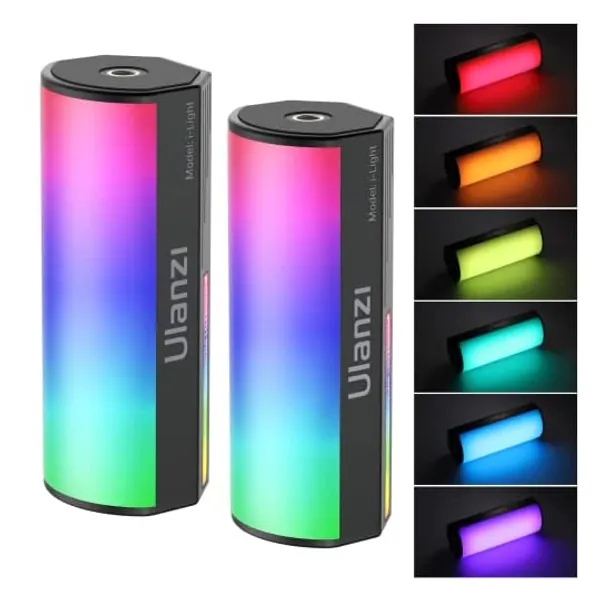 
                            ULANZI 2 Pack Handheld Light Wand, 360° RGB LED Video Light for Photography, 2000mAh Rechargeable Light Stick for Video Shooting, 2500-9000K Dimmable Camera Light w LCD, Support Magnetic Attraction
                        