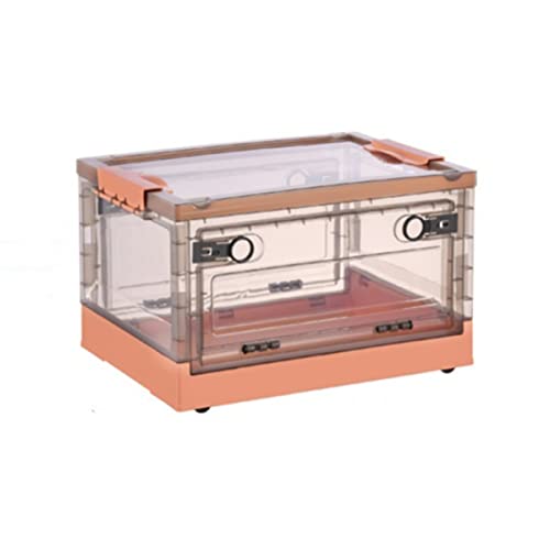 Foldable storage box, COOK A FUTURE transparent stackable storage box with double locking lid for clothes, sundries, books, toys, etc. - 15.7*11.6*9.5in