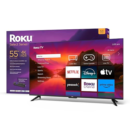 Roku Smart TV – 55-Inch Select Series 4K HDR RokuTV Enhanced Voice Remote, Brilliant 4K Picture, Automatic Brightness, & Seamless Streaming – Live Local News, Sports, Family Entertainment - 55"