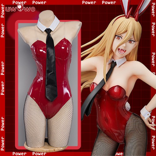 【In Stock】Uwowo Chainsaw Man Cosplay Power Bunny Girl Costume Leather Jumpsuit Halloween Cosplay - L