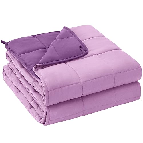 yescool Weighted Blanket for Adults (15 lbs, 60" x 80", Purple) Cooling Heavy Blanket for Sleeping Perfect for 140-160 lbs, Queen Size Breathable Blanket with Premium Glass Bead, Machine Washable - Purple - 60X80-15 lbs