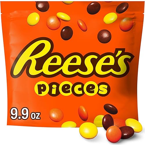 REESE'S PIECES Peanut Butter in a Crunchy Shell, Candy Bags, 9.9 oz (8 Count) - Peanut Butter - 9.9 Ounce (Pack of 8)