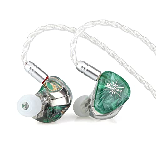 Linsoul Kiwi Ears Orchestra Lite Performance Custom 8BA in-Ear Monitor IEM with Detachable 4-core 7N Oxygen-Free Copper OFC Cable, Handcrafts Faceplate for Audiophile Studio Musician (Green) - Orchestra Lite - Green