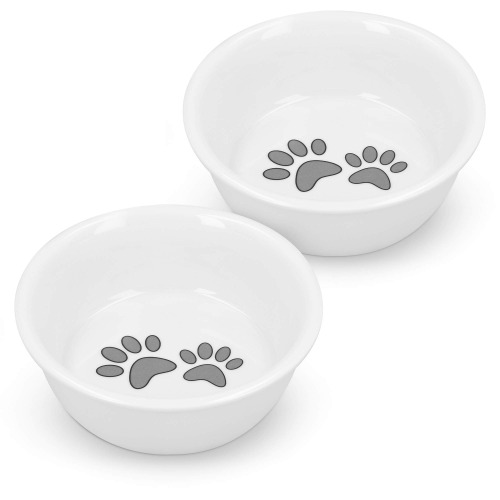 Navaris Cat Bowls - Set of 2 Porcelain Dog, Puppy, Kitten, Cat Food and Water Bowls - Replacement Bowls for 51308.02 Elevated Feeding Station