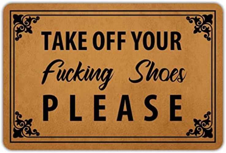 100 yeah Funny Doormat Non-Slip Outdoor/Indoor Rubber Door Mats for Front Door 23.6"x15.7" (Take Off Your Shoes Please)