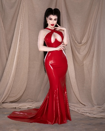 Red Crossover-Latex Gown