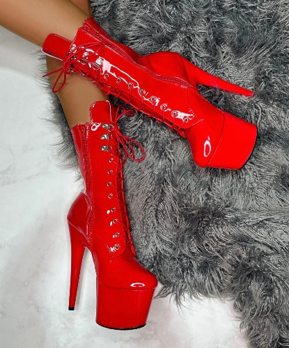 Red Shiny minister Boots 7-Inch