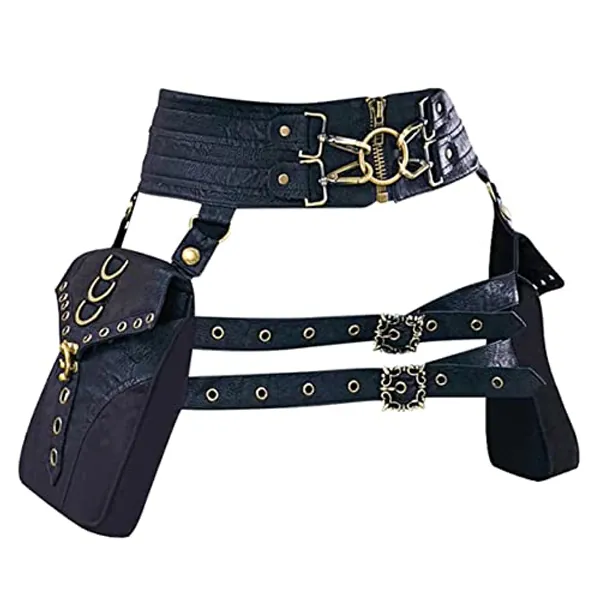 Valentoria Waist Pack Belt Purse, Vintage Leather Fanny Pack, Crossbody Motorcycle Hiking Phone Holder Wallet for Women Men