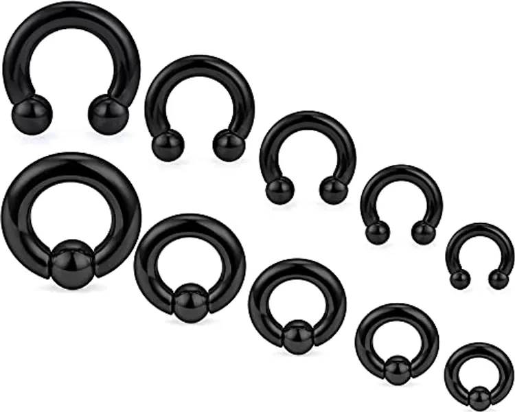 Ocptiy 6G 8G 12G 14G 16G PA Ring Horseshoe CBR Circular Barbell 316L Surgical Steel Internally Threaded Pierced Body Jewelry for Women Inner Diameter:10mm 12mm 14mm 16mm