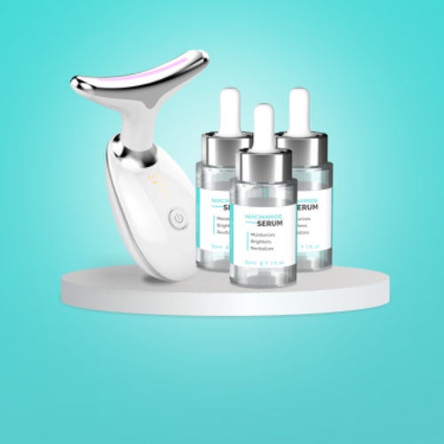 MyoGlow Men by My Derma Dream - Neck Lifting Device | MyoGlow + 90-Day Supply Activator Serum (3 bottles)