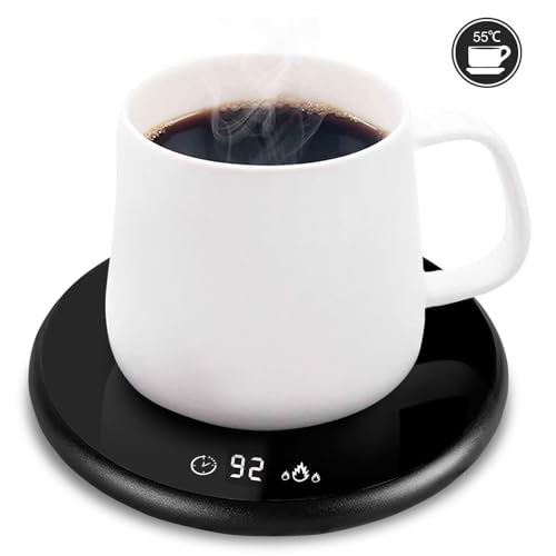 Coffee Mug Warmer, Electric Smart Beverage Mug Warmer Cup Warmer with Touch Tech & LED Backlit Display, Coffee Warmer for Home Office Coffee Mug, Milk-Cup Warmer with Two Temperature Settings - Black