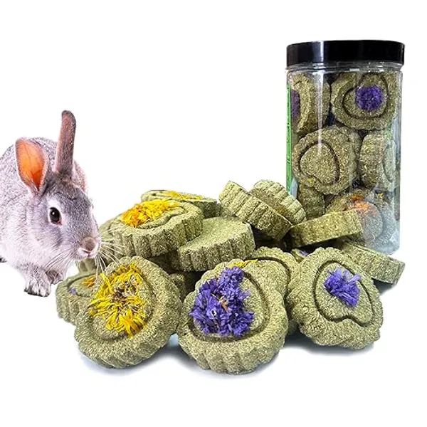 FIPASEN Juguetes para Masticar Conejos, 18 Piezas Natural Timoteo Heno Masticar Juguete, Mejorar la Salud Dental para Conejito/Chinchilla/Conejillo de Indias/Hámsteres/Holland Lop
