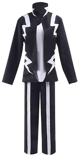 Cemaxjo Denki Kaminari Cosplay Outfit Jacke Gürtel Kaminari Denki Hero Kostüm Mantel Halloween Dress up - XXL - Schwarz