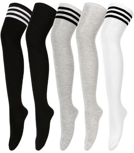 Dimore Womens Thigh High Socks Over the Knee High Striped Stocking Boot Leg Warmer Long Socks for Daily Wear Cosplay