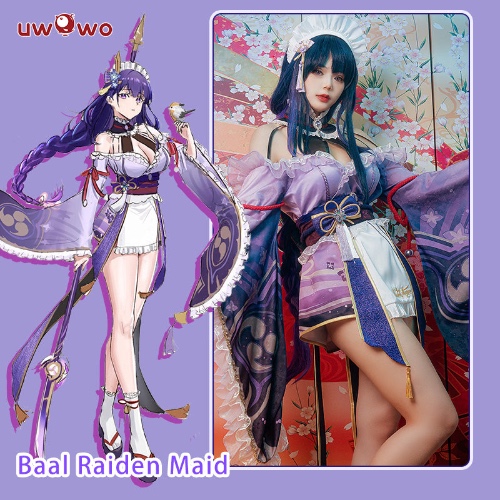 【In Stock】Exclusive Uwowo Genshin Impact Fanart Baal Raiden Shogun Maid Dress Cosplay Costume | M