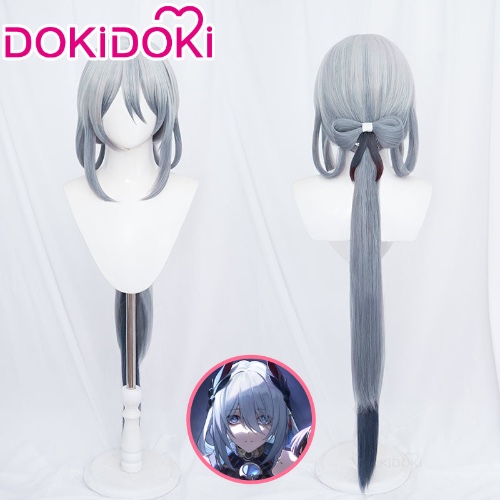 DokiDoki Game Honkai: Star Rail Cosplay Hanya Wig Long Pony Tail Grey Blue Han Ya | Hanya-PRESALE