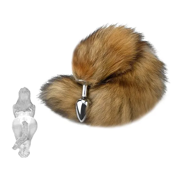 PIIKNUO Plug with Foxtail Erotic Butt Plug Fetish Fox Tail Butt Plug Sexy Cosplay Dildo Toy Balls Toy Conical Tip Fox Tail Butt Plug for Couples Women Beginners