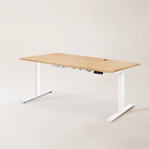 Nimble Standing Desk - Oak Wood - White / M (59" × 29")