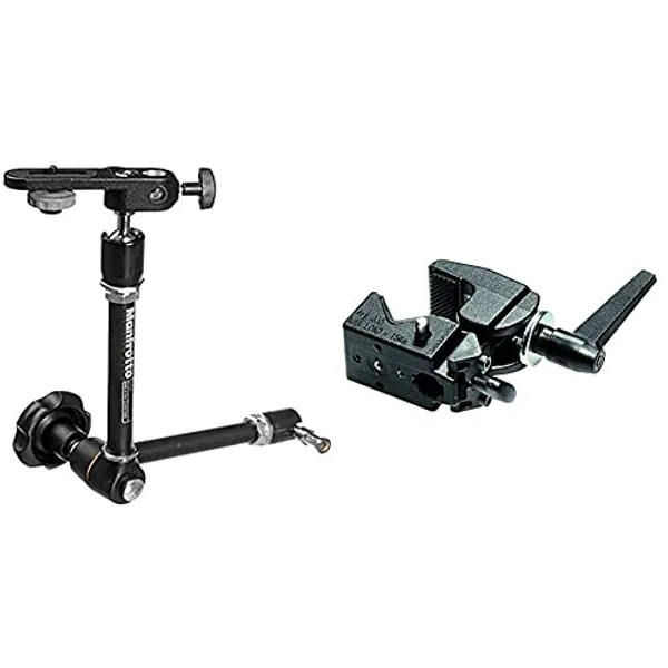 Manfrotto 244 Variable Friction Magic Arm with Camera Bracket - Replaces 2929,Black & 035 Super Clamp Without Stud - Replaces 2915, Black