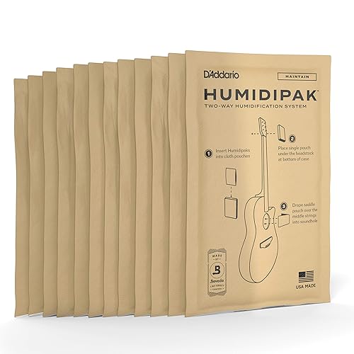 D'Addario Guitar Humidifier Packs-Two-Way Humidification System Conditioning Packets-12 Maintain Replacement Packets (PW-HPRP-12) - 12-Pack - Maintain
