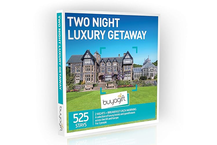 Buyagift Two Night Luxury Getaway Gift Experience Box - 525 luxury two night breaks with breakfast for two people