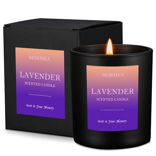MORMEA Scented Candles, Lavender Aromatherapy Candles for Home Scented, Natural Soy Wax Candles, 8oz Long Lasting Candle Gifts for Men & Women, Jar Candles for Birthday & Holiday - Lavender