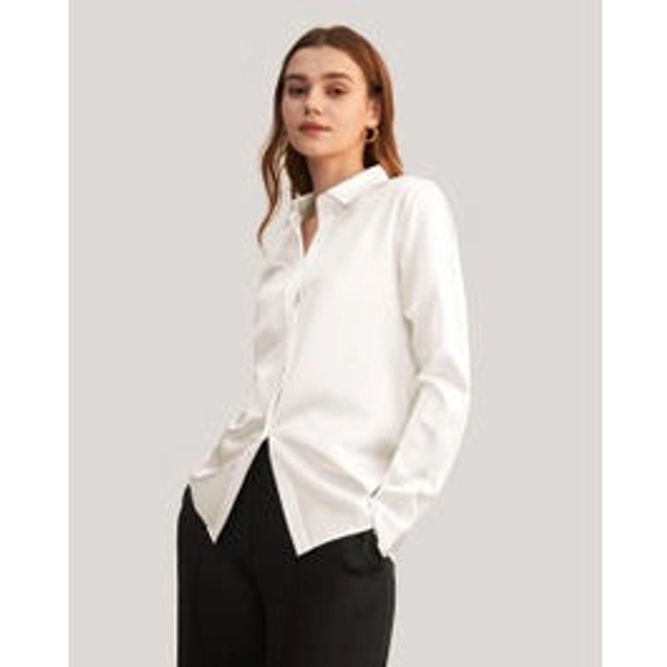Pure Silk Basic Concealed Placket Shirt
