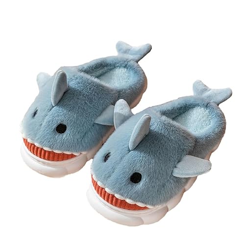Yoroka Cartoon Fuzzy Slippers Animal Shape Plush Slippers Thick Sole Soft Winter Indoor Slippers for Women - 9.5-10.5 Women/9-9.5 Men - Shark(winter)