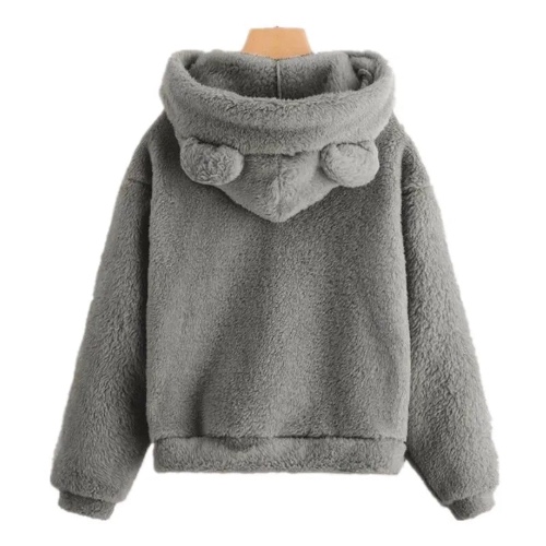 Snuggle Bunny: Adorable Plush Hoodie - Dark Grey / L