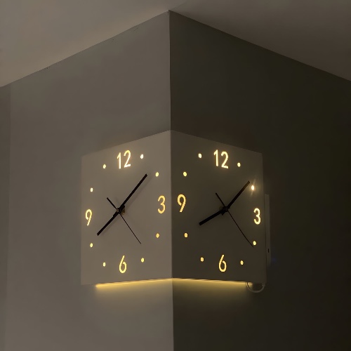 Motion Sensor Backlit Corner Clock - White