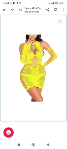 Spicy Mini Dress with Long Gloves Yellow